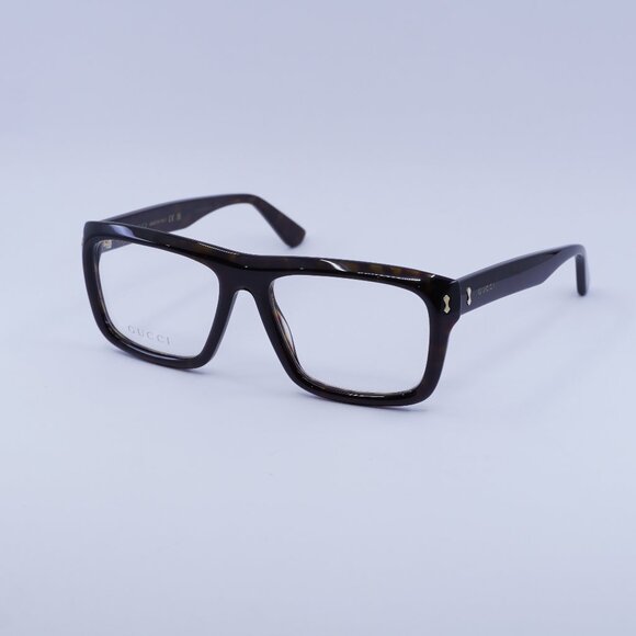 Gucci GG1462O 002 Eyeglasses Havana 56mm Square Frame - Picture 1 of 9